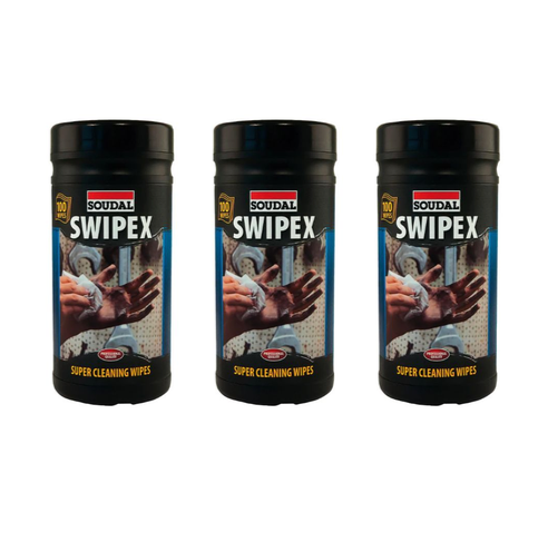 3 pack of Soudal Swipex Wipes – 100 Wipes per pack