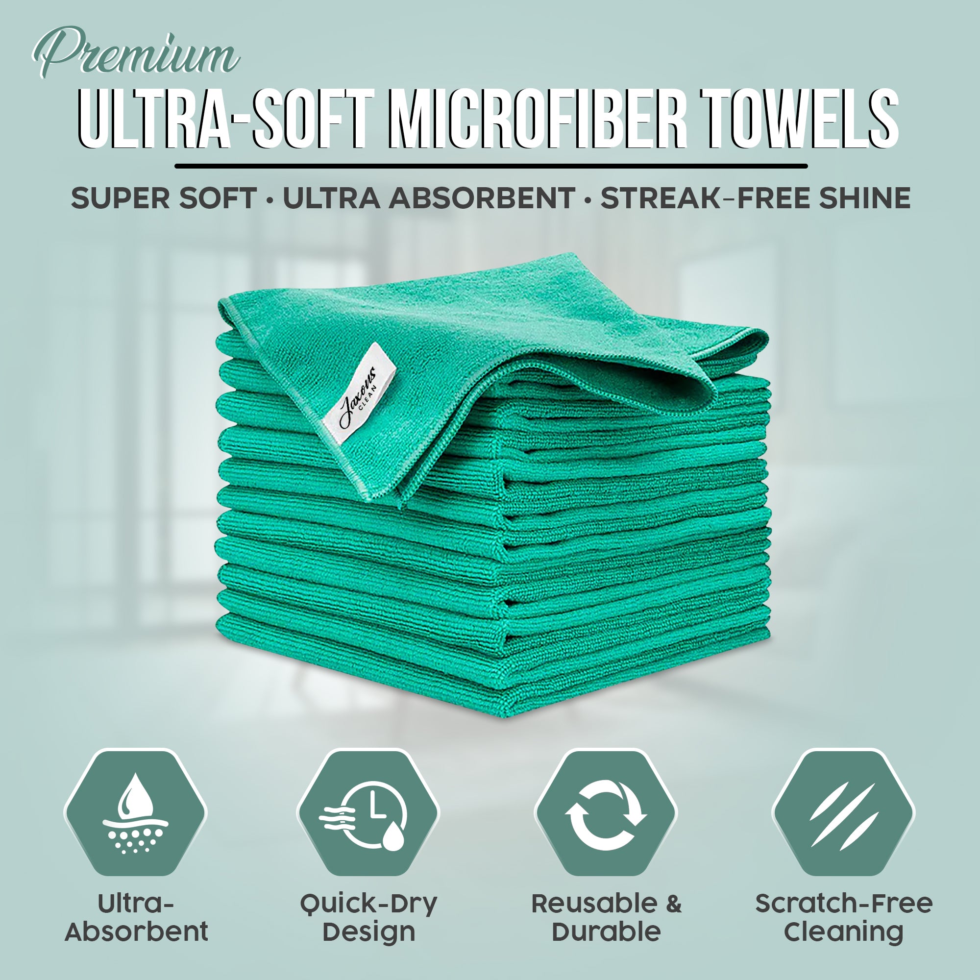 Jaxons Clean Microfiber Cloths (10-Pack) - 40cm x 40cm