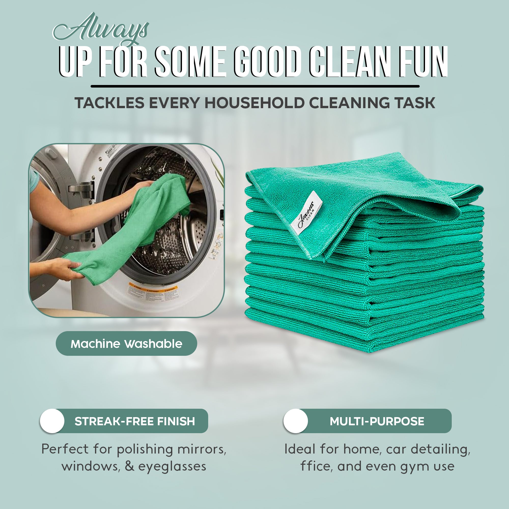 Jaxons Clean Microfiber Cloths (10-Pack) - 40cm x 40cm