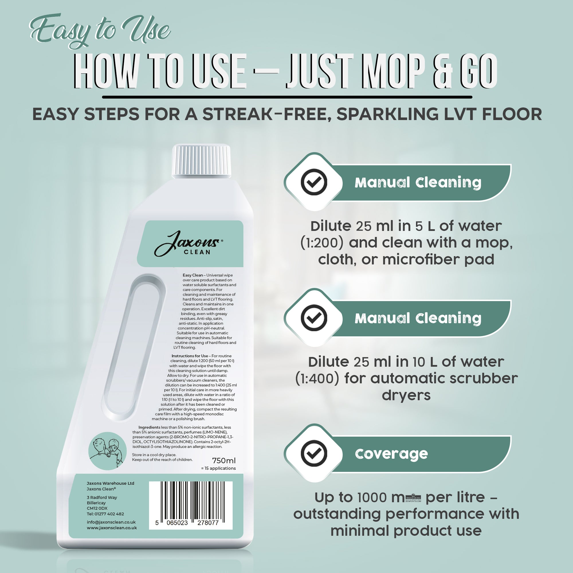 Jaxons Clean Easy Clean – LVT Floor Cleaner