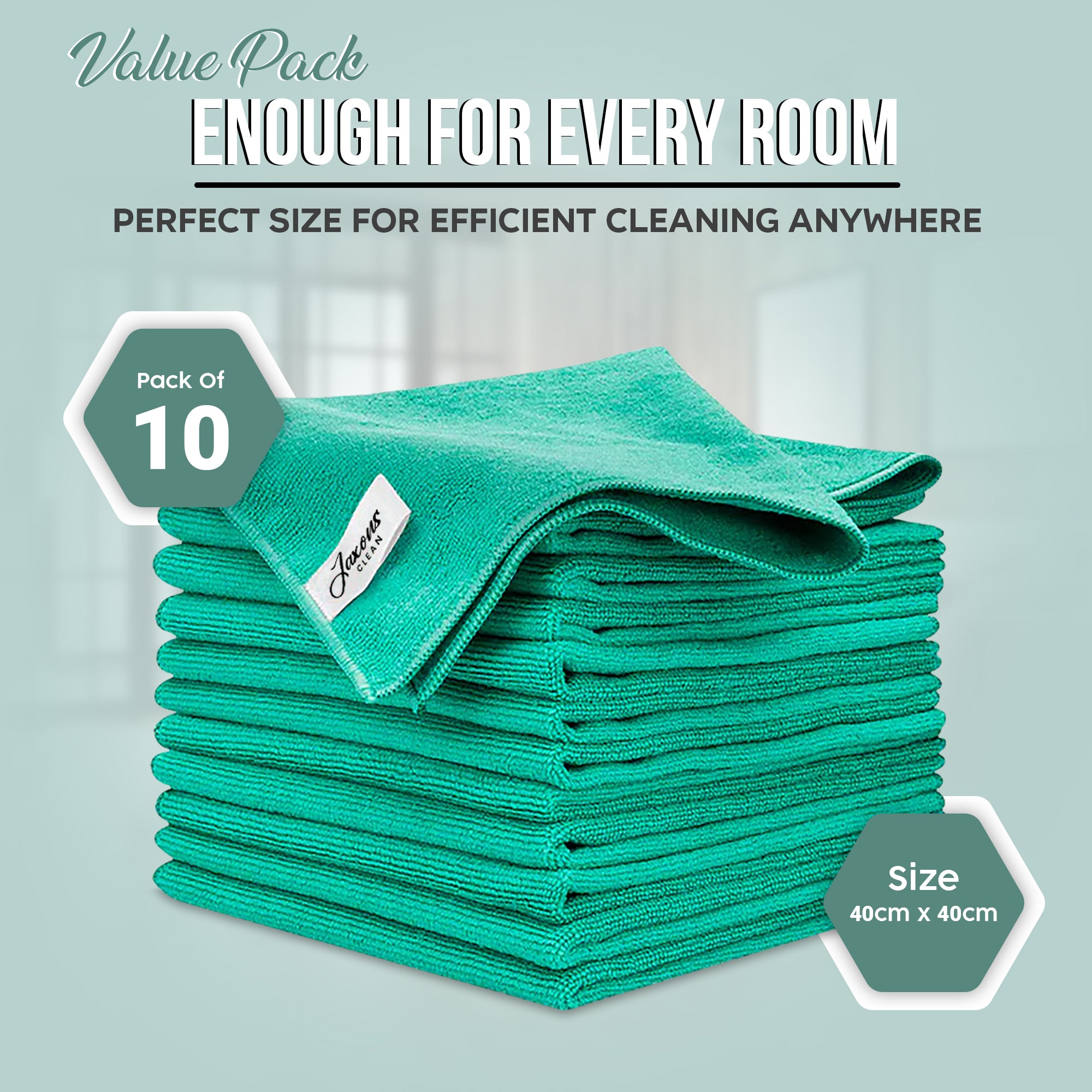 Jaxons Clean Microfiber Cloths (10-Pack) - 40cm x 40cm