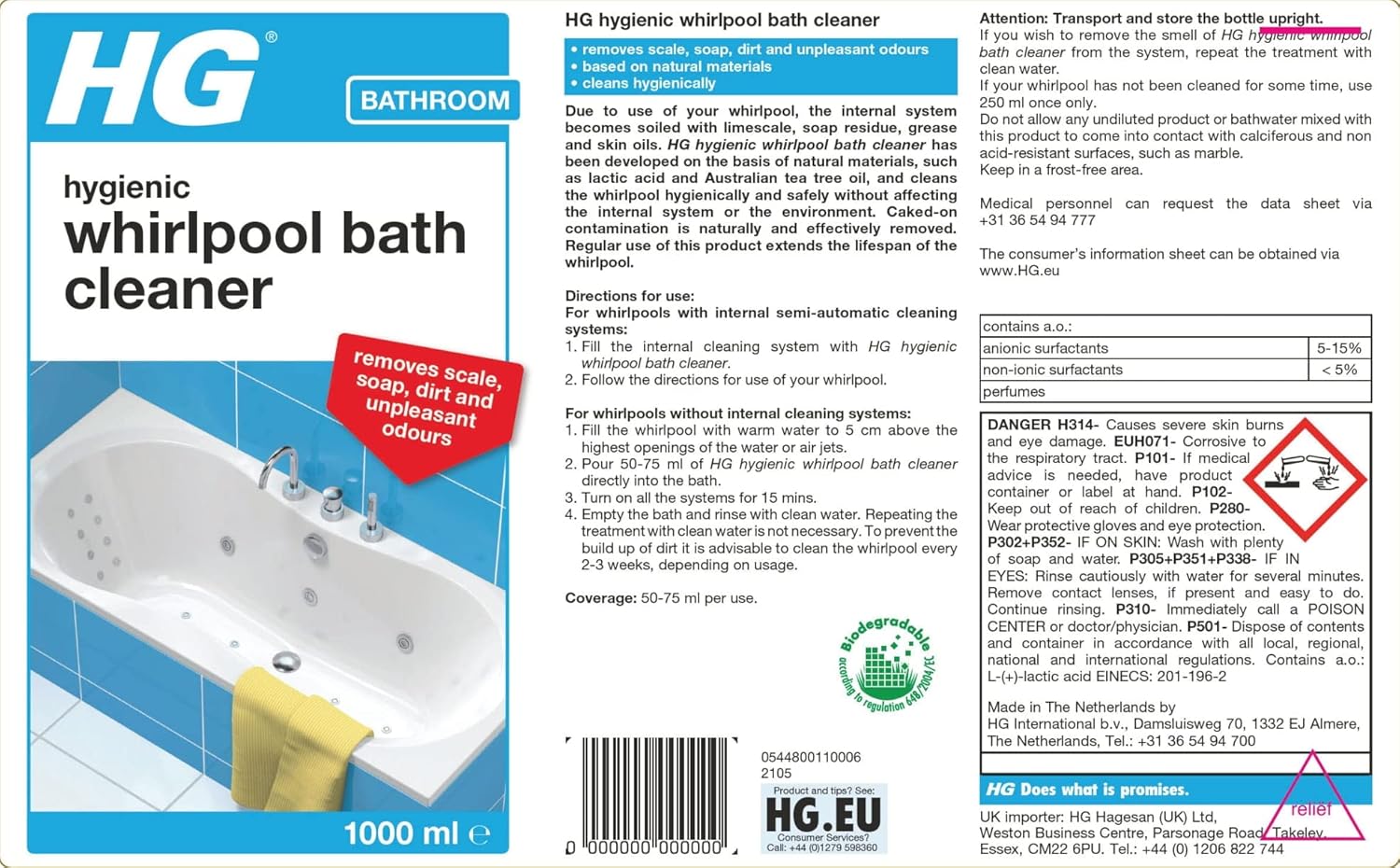 HG Hygienic Whirlpool Bath Cleaner