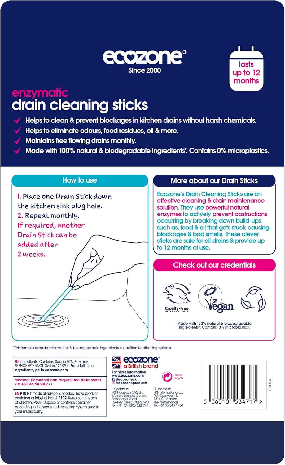 drain cleaning sticks - enzymatic