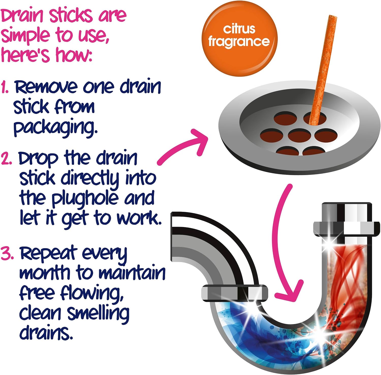 drain cleaning sticks - citrus enzymatic