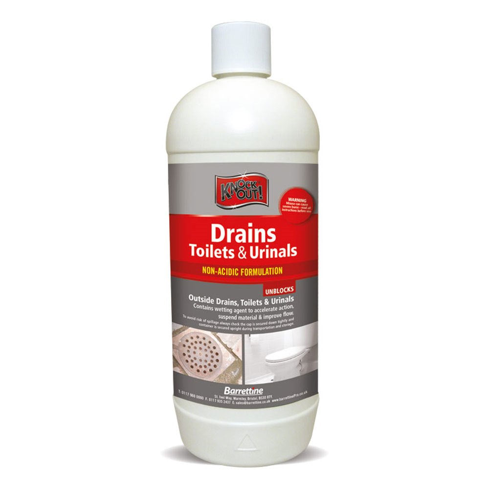 Knock Out Drains, Toilets and Urinals Non Acid Unblocker 1 Litre