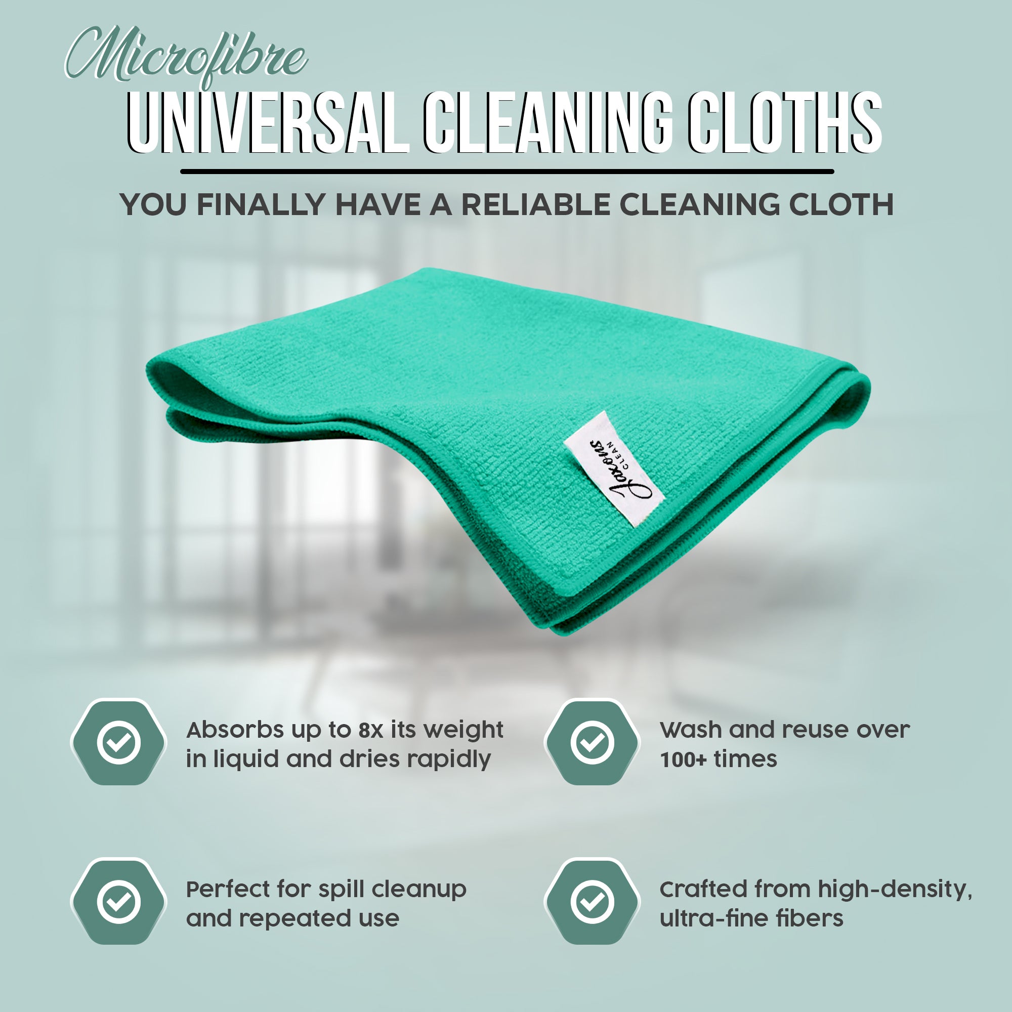 Jaxons Clean Microfiber Cloths (10-Pack) - 40cm x 40cm