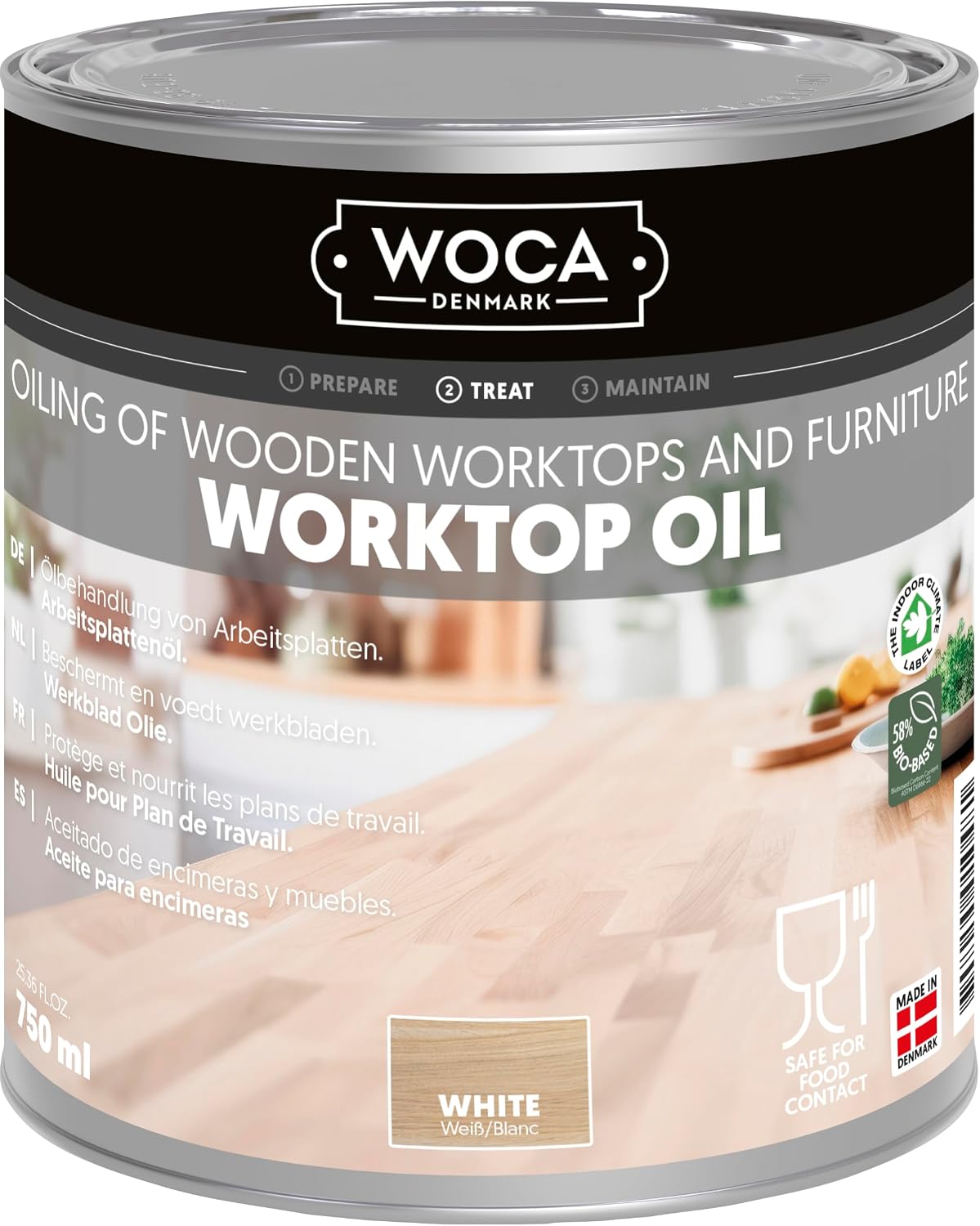WOCA Worktop Oil White 750ml